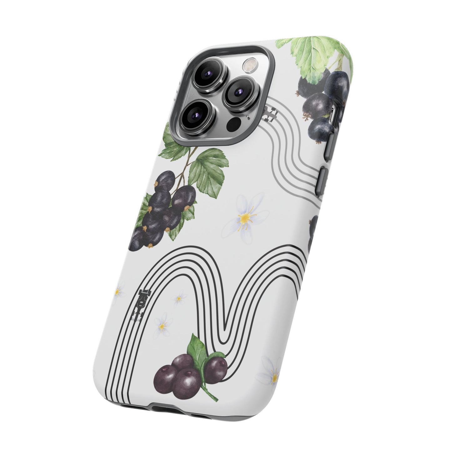 F1 Cadillac and Black Currants Phone Case, Trendy F1 Gift, Formula 1 Gift, Cute Fruit F1 Phone Case, Unique Phone Case