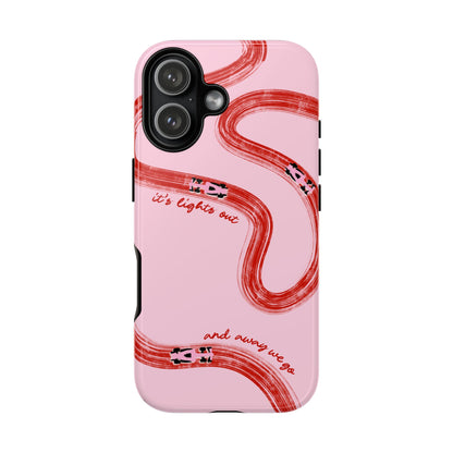F1 Phone Case Pink and Red Painted "its lights out and away we go", Trendy F1 Gift, Formula 1 Gift, Cute F1 Phone Case, Unique Phone Case