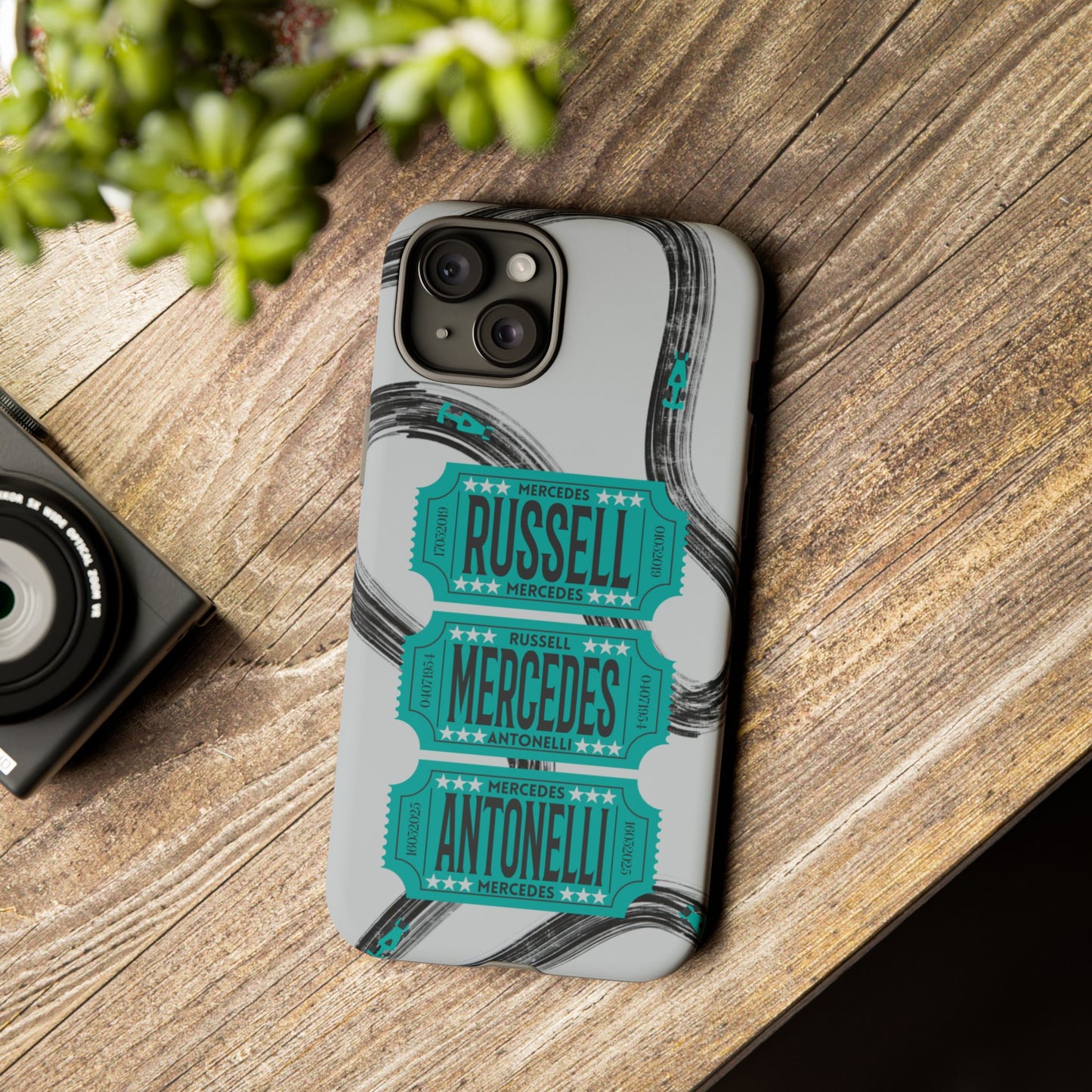 Mercedes F1 Phone Case Painted Ticket Stubs, Trendy F1 Gift, Formula 1 Gift, Cute F1 Phone Case