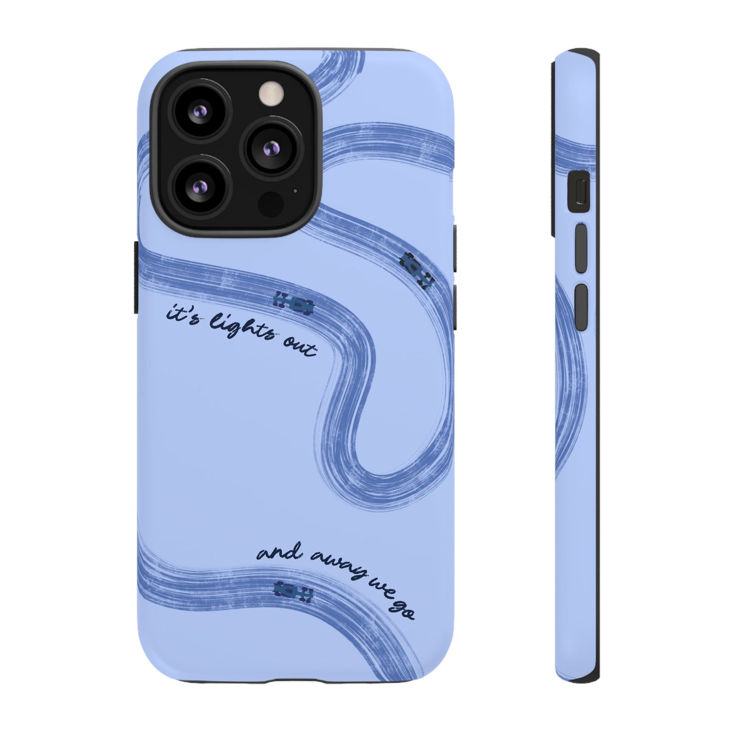 F1 Phone Case Monochrome Blue Painted "its lights out and away we go", Trendy F1 Gift, Formula 1 Gift, Cute F1 Phone Case, Phone Case