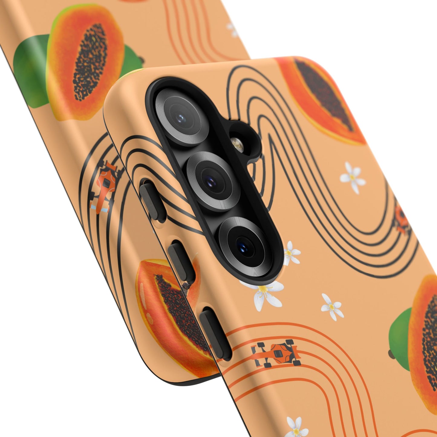 Orange F1 McLaren and Papaya Phone Case, Trendy F1 Gift, Formula 1 Gift, Cute Fruit F1 Phone Case, Unique Phone Case