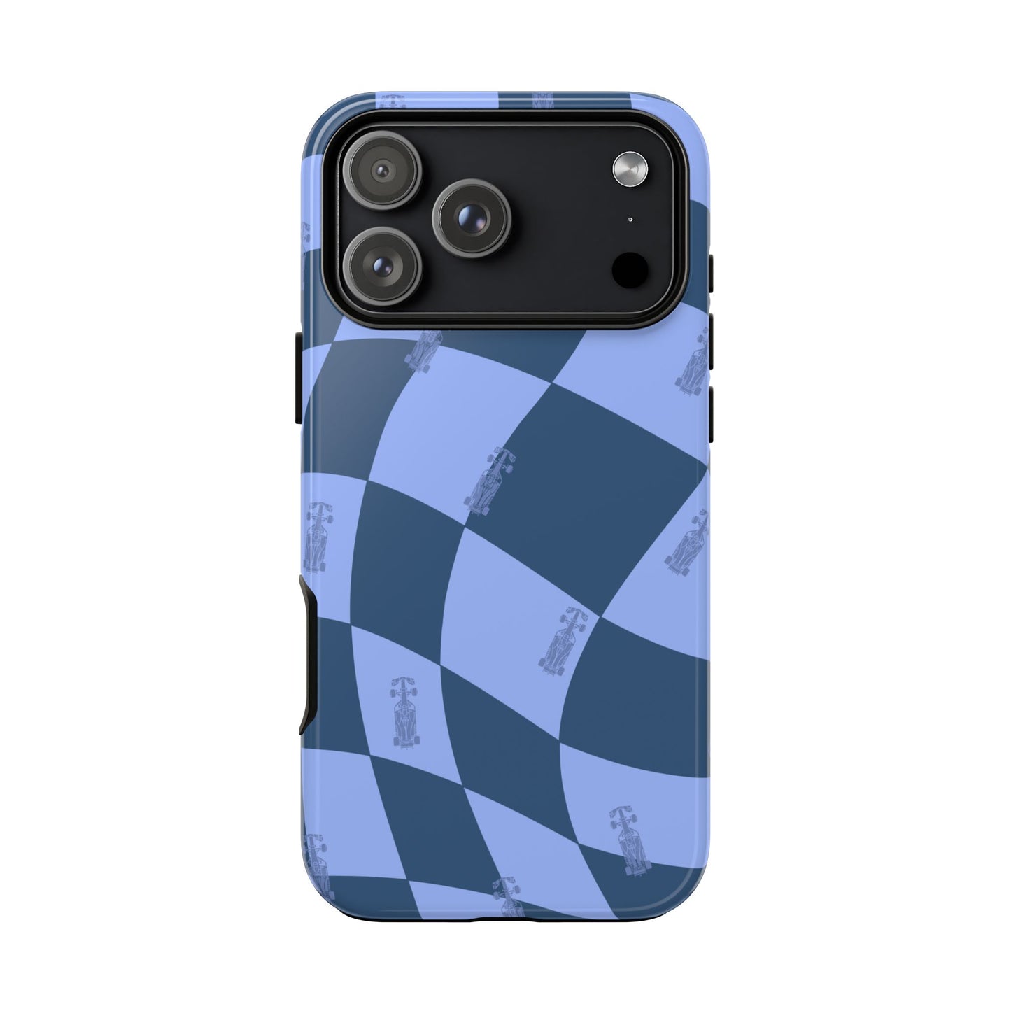 F1 Phone Case Blue Checkerboard Design, Trendy F1 Gift, Formula 1 Gift, Cute F1 Phone Case, Unique Formula One Phone Case