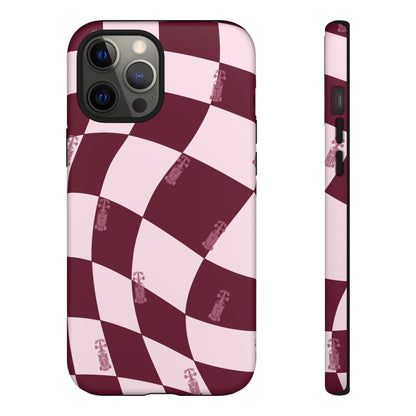 F1 Phone Case Pink Checkered Design, Trendy F1 Gift, Formula 1 Gift, Cute F1 Phone Case, Unique Formula One Phone Case