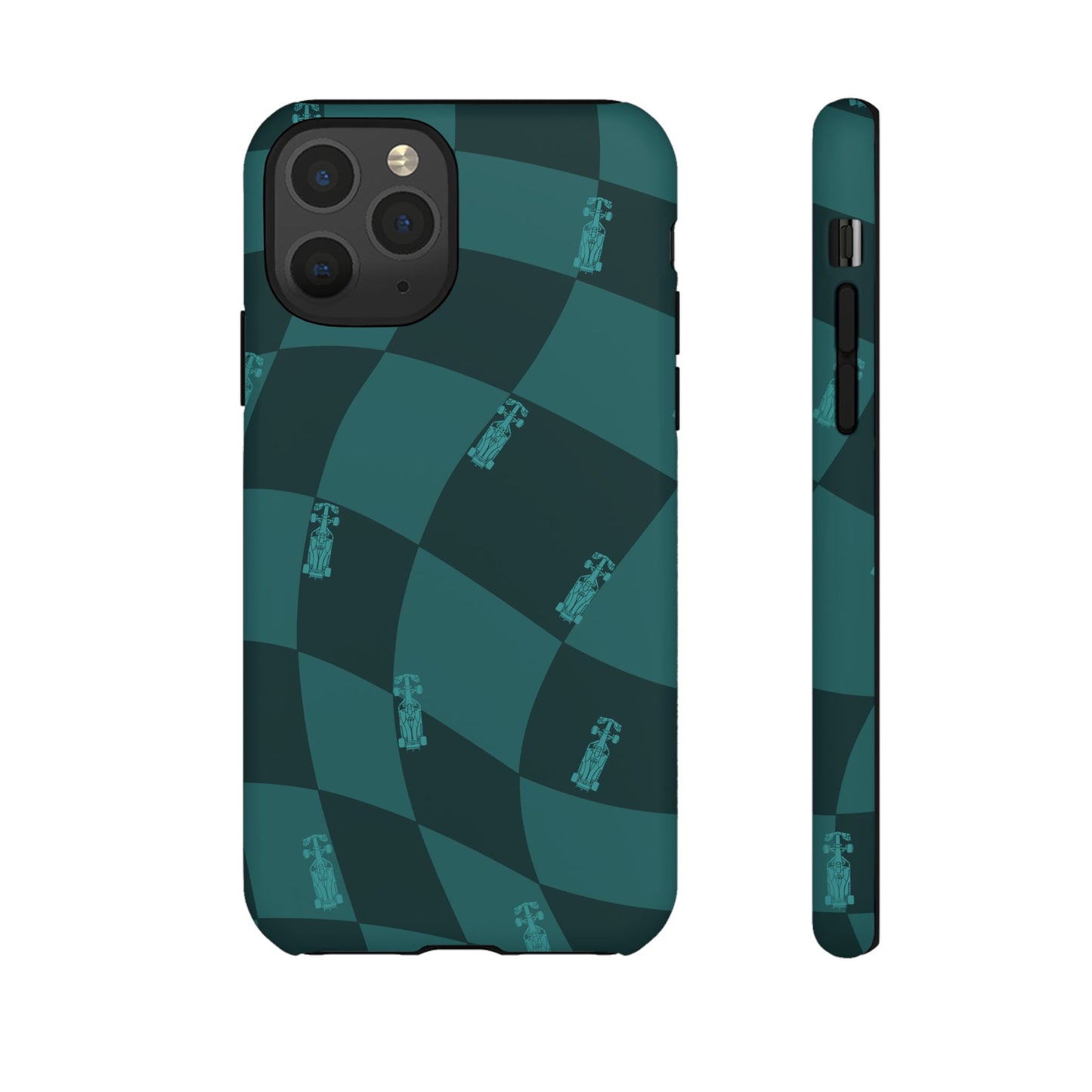 F1 Phone Case Teal Checkered Design, Trendy F1 Gift, Formula 1 Gift, Cute F1 Phone Case, Unique Formula One Phone Case