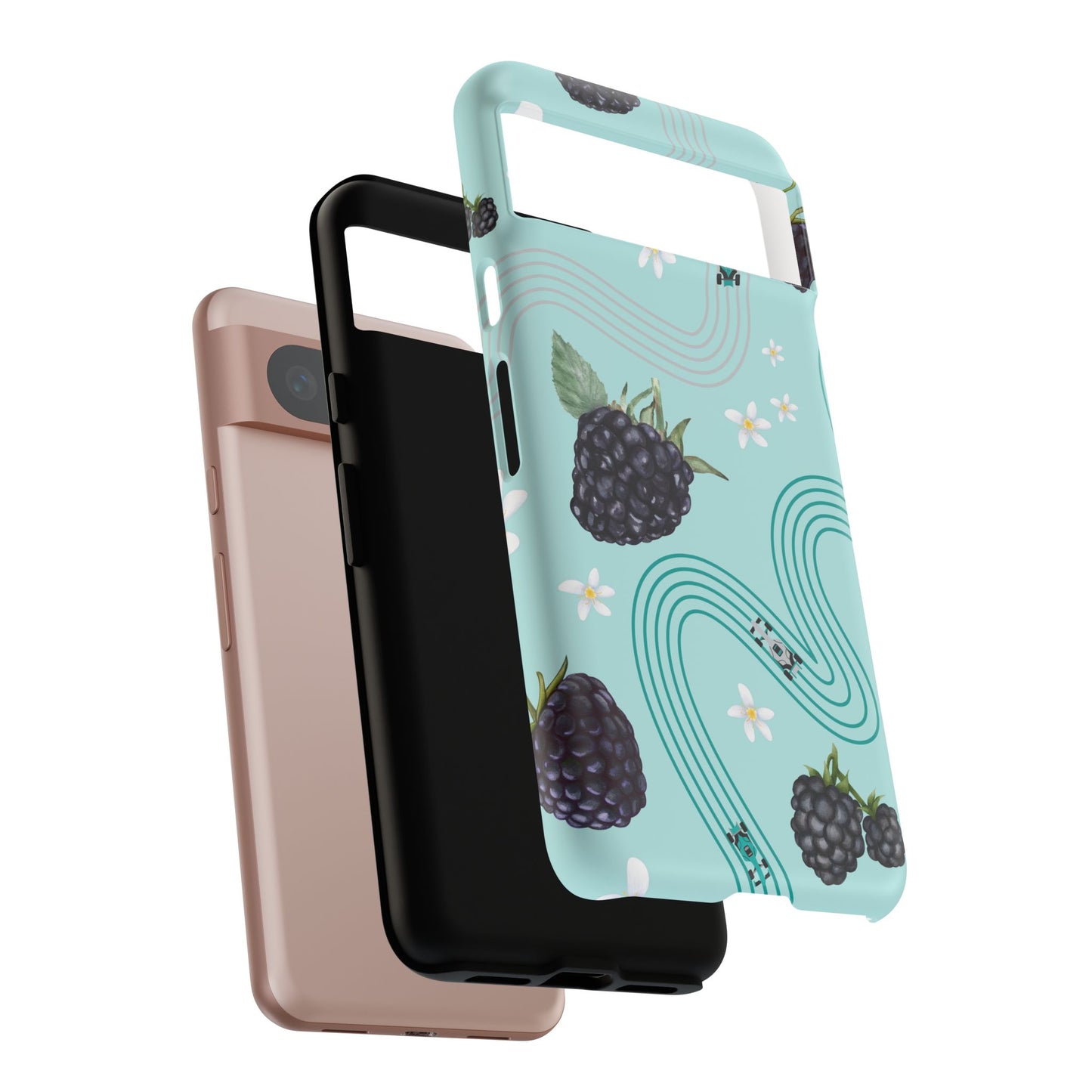 Teal F1 Mercedes and Blackberries Phone Case , Trendy F1 Gift, Formula 1 Gift, Cute Fruit F1 Phone Case, Unique Phone Case