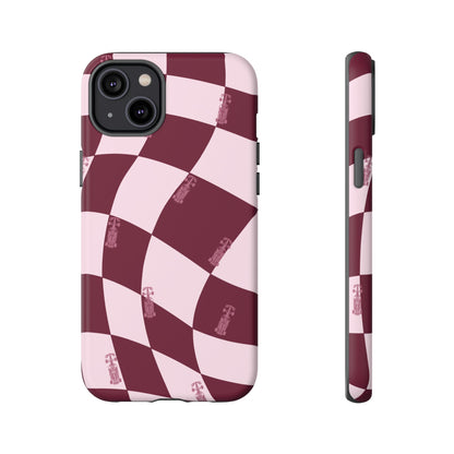 F1 Phone Case Pink Checkered Design, Trendy F1 Gift, Formula 1 Gift, Cute F1 Phone Case, Unique Formula One Phone Case