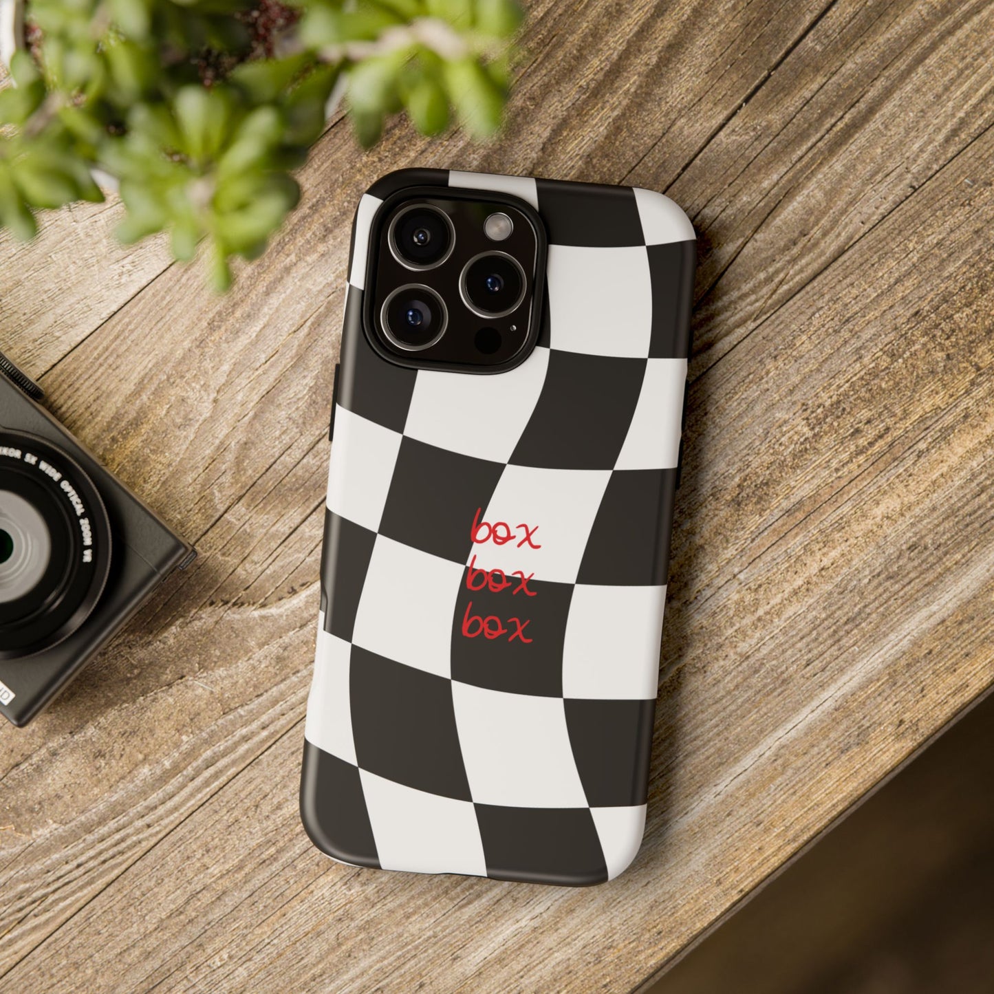 Black and Red Checkered F1 Phone Case, Box Box Box F1 Phone Case