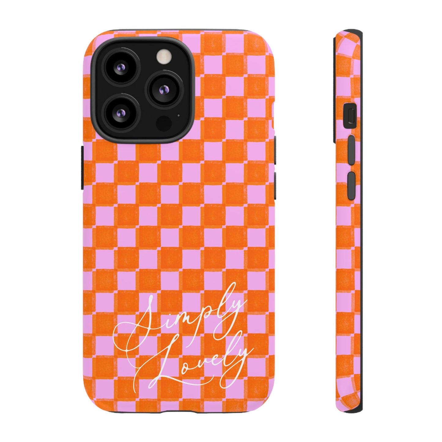 Simply Lovely Orange and Pink Checkered F1 Phone Case Design, Trendy F1 Gift, Formula 1 Gift, Cute F1 Phone Case