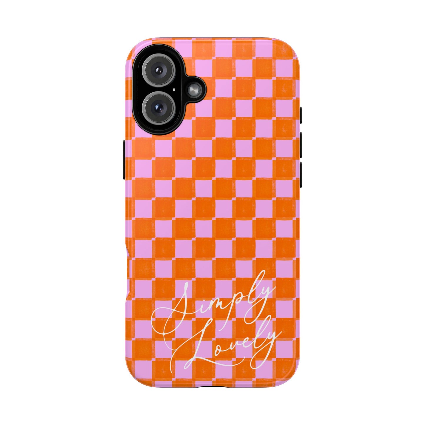 Simply Lovely Orange and Pink Checkered F1 Phone Case Design, Trendy F1 Gift, Formula 1 Gift, Cute F1 Phone Case