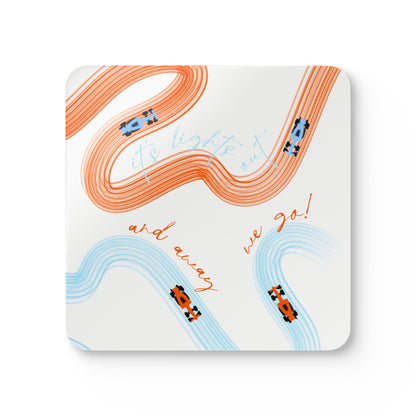 F1 McLaren Orange and Blue Corkwood Coaster Set of 4 | Formula 1 Coaster Set