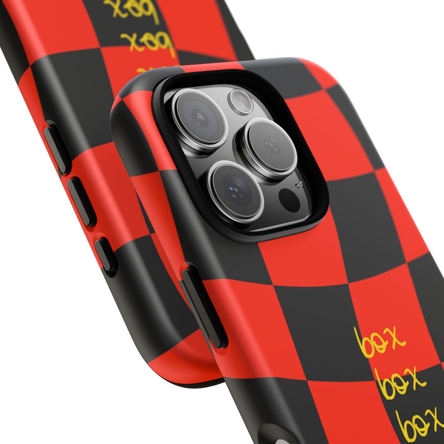 F1 Ferrari Black and Red Checkered Phone Case, Box Box Box F1 Phone Case