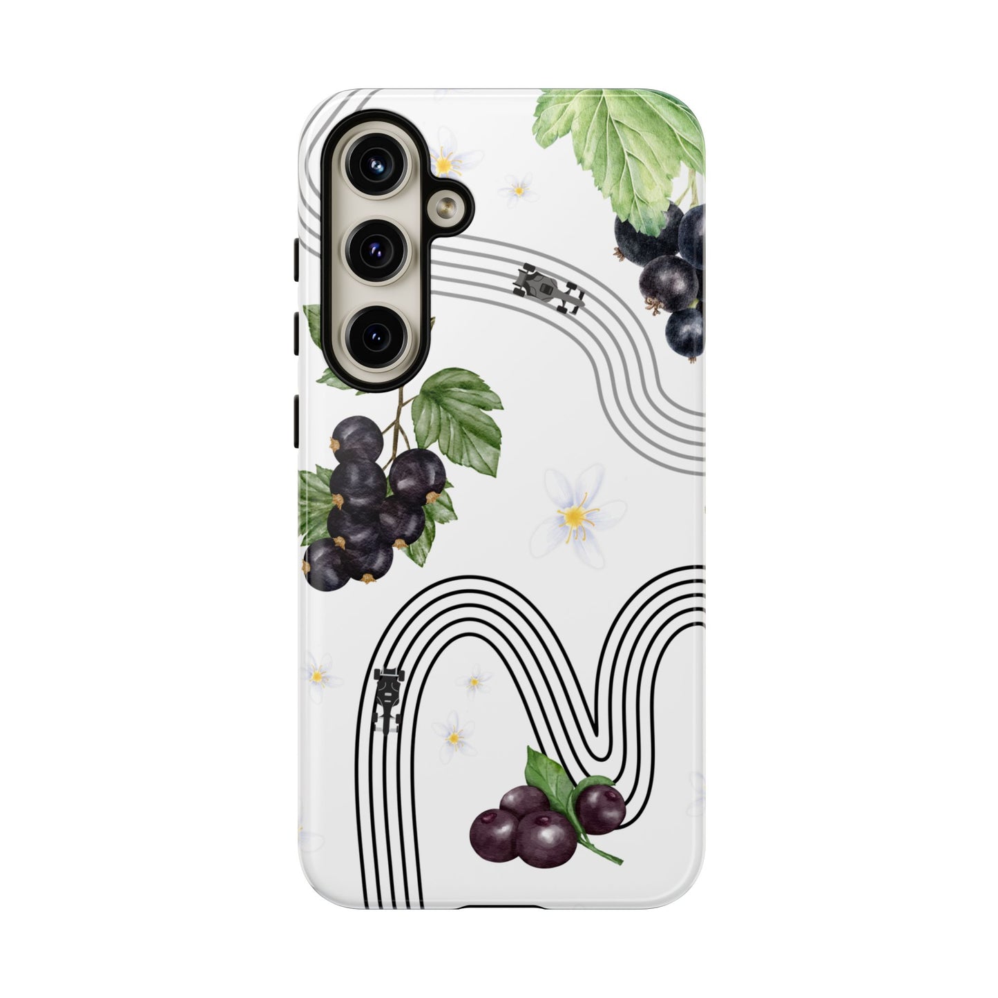 F1 Cadillac and Black Currants Phone Case, Trendy F1 Gift, Formula 1 Gift, Cute Fruit F1 Phone Case, Unique Phone Case