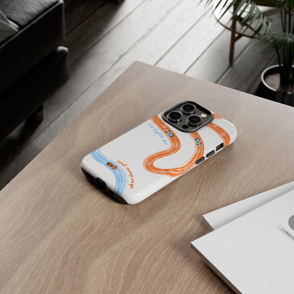 McLaren F1 Phone Case Orange and Blue Painted "its lights out and away we go", Trendy F1 Gift, Formula 1 Gift, Cute F1 Phone Case
