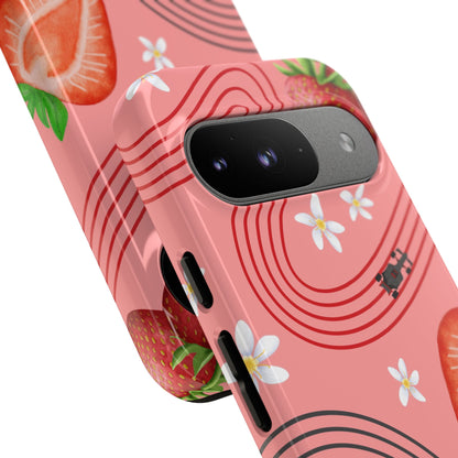 Red F1 Audi and Strawberries Phone Case, Trendy F1 Gift, Formula 1 Gift, Cute Fruit F1 Phone Case, Unique Phone Case