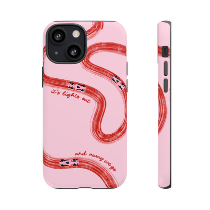 F1 Phone Case Pink and Red Painted "its lights out and away we go", Trendy F1 Gift, Formula 1 Gift, Cute F1 Phone Case, Unique Phone Case