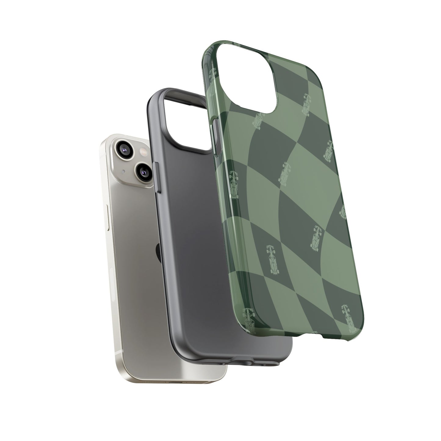 F1 Phone Case Green Checkerboard Design, Trendy F1 Gift, Formula 1 Gift, Cute F1 Phone Case, Unique Formula One Phone Case