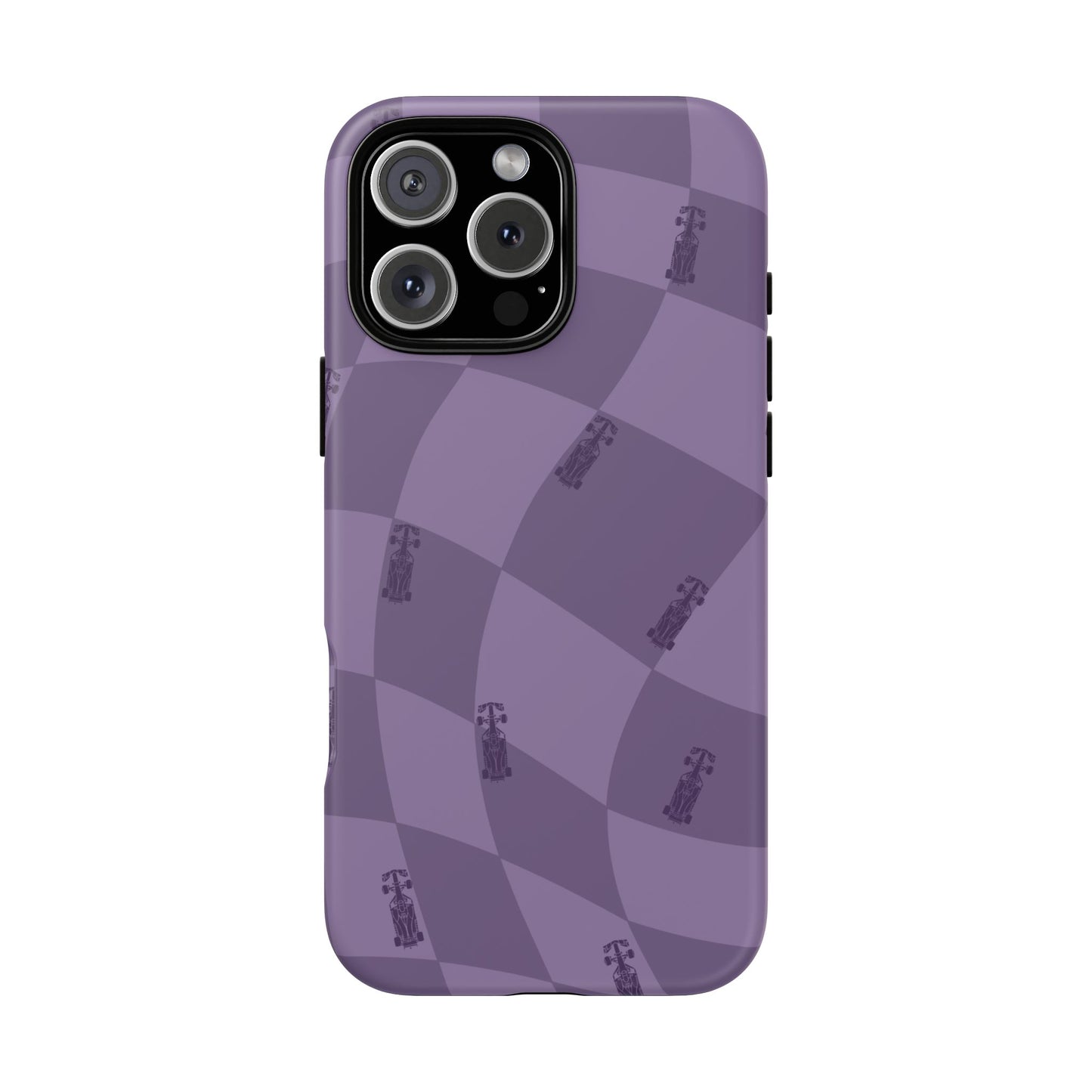 F1 Phone Case Purple Checkered Design, Trendy F1 Gift, Formula 1 Gift, Cute F1 Phone Case, Unique Formula One Phone Case