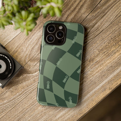 F1 Phone Case Green Checkerboard Design, Trendy F1 Gift, Formula 1 Gift, Cute F1 Phone Case, Unique Formula One Phone Case