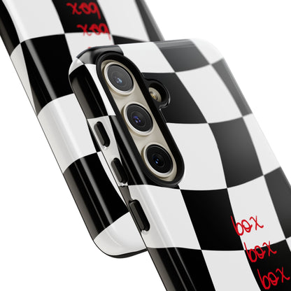 Black and Red Checkered F1 Phone Case, Box Box Box F1 Phone Case