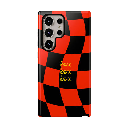F1 Ferrari Black and Red Checkered Phone Case, Box Box Box F1 Phone Case
