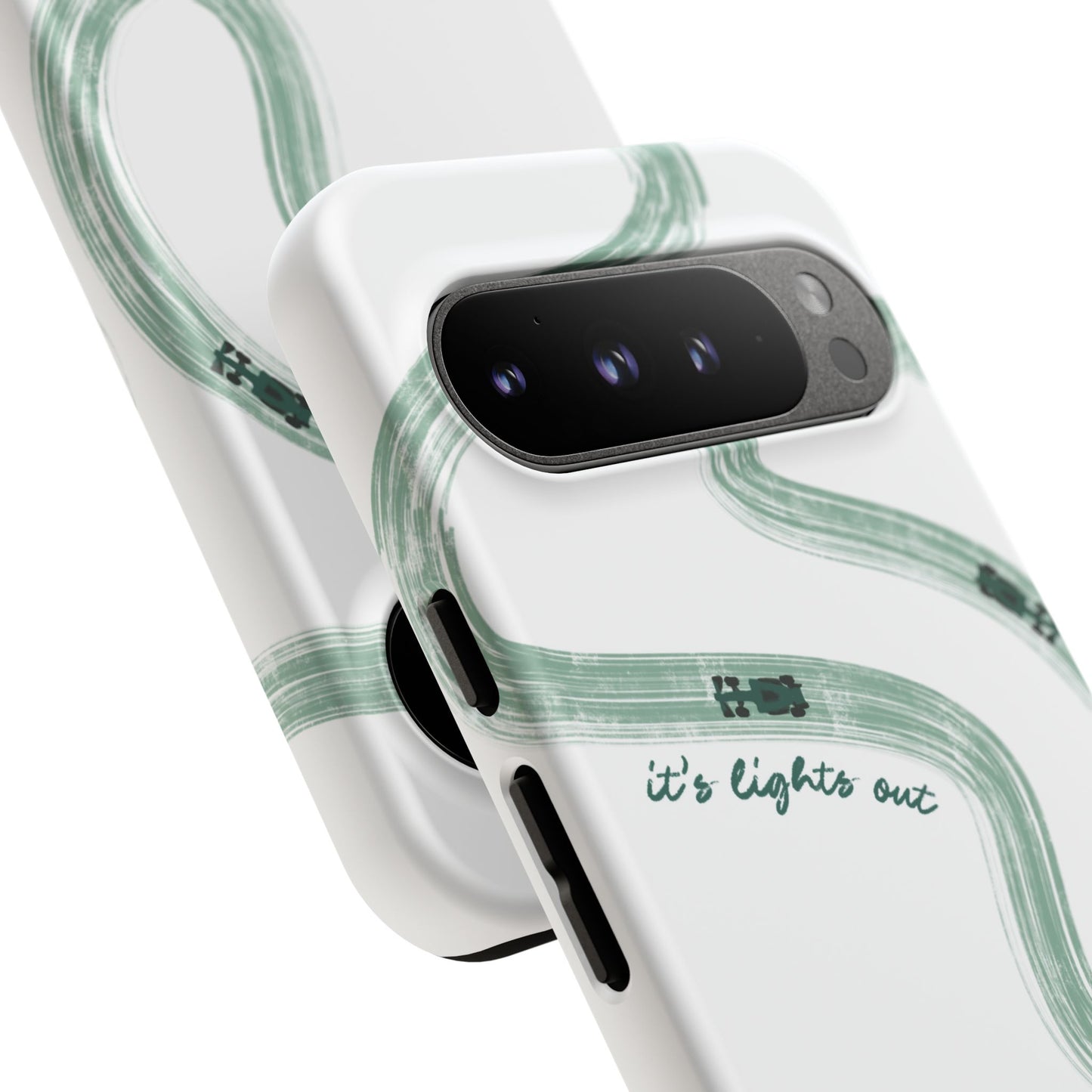 F1 Phone Case Green Painted "its lights out and away we go", Trendy F1 Gift, Formula 1 Gift, Cute F1 Phone Case, Gift for F1 Fans