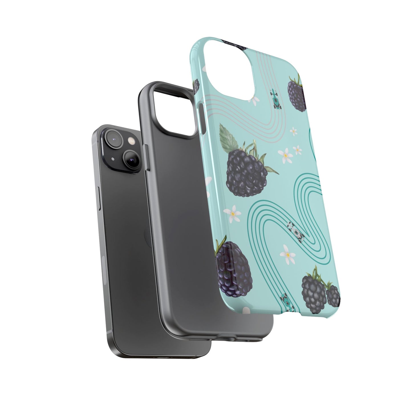 Teal F1 Mercedes and Blackberries Phone Case , Trendy F1 Gift, Formula 1 Gift, Cute Fruit F1 Phone Case, Unique Phone Case