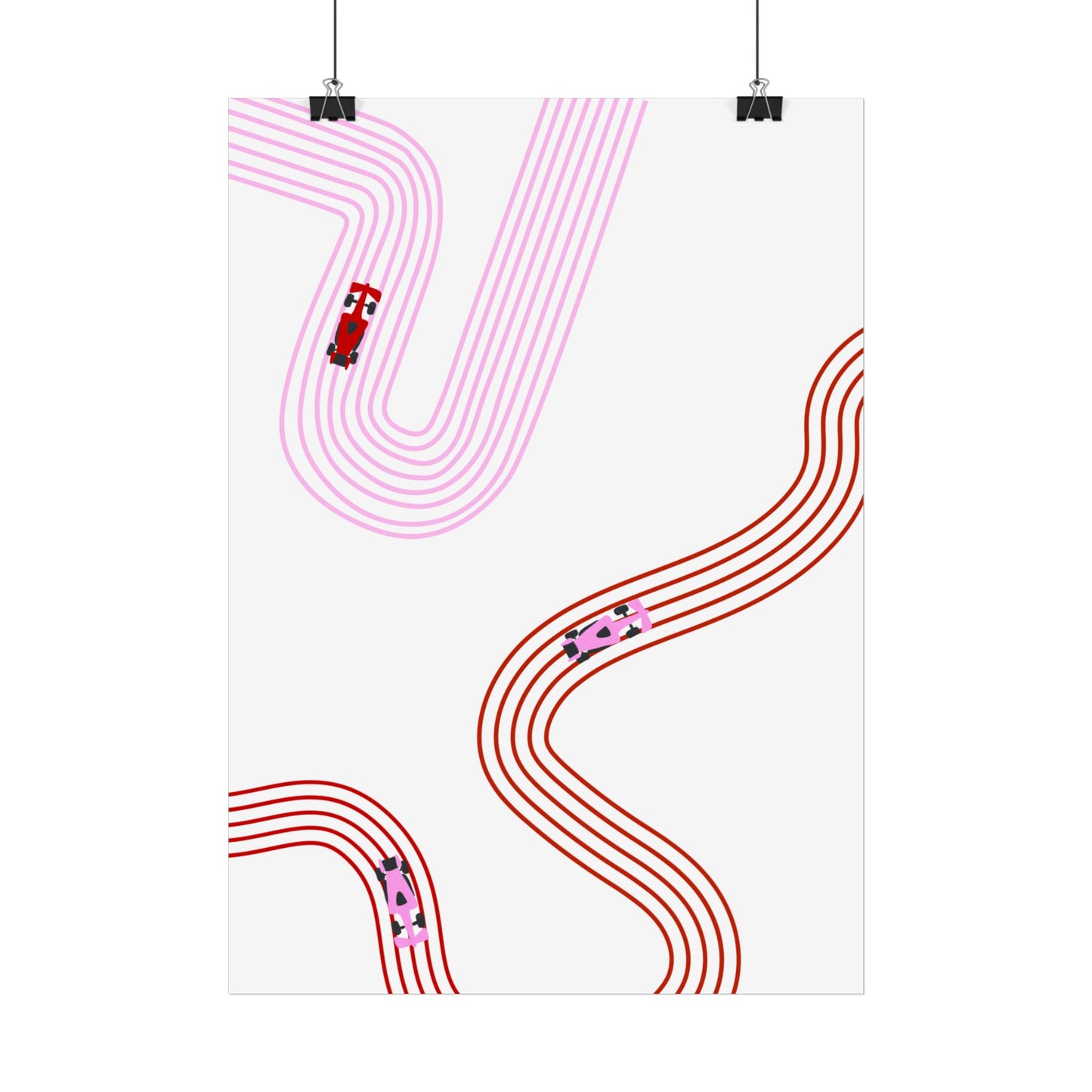 Pink and Red F1 Abstract Art Poster | Minimalist F1 Art - EU Sizing (Physical Print)