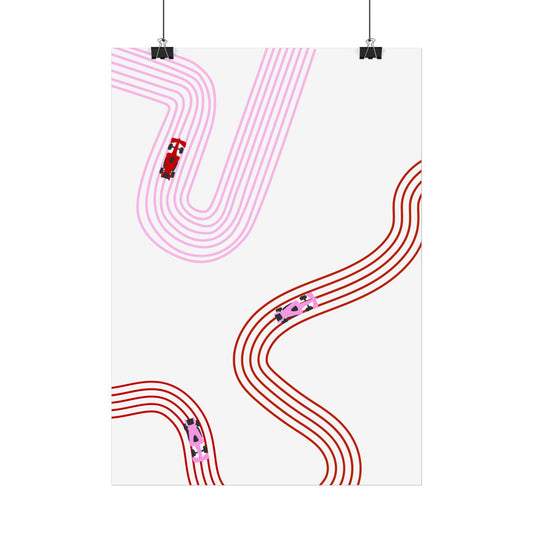 Pink and Red F1 Abstract Art Poster | Minimalist F1 Art - EU Sizing (Physical Print)