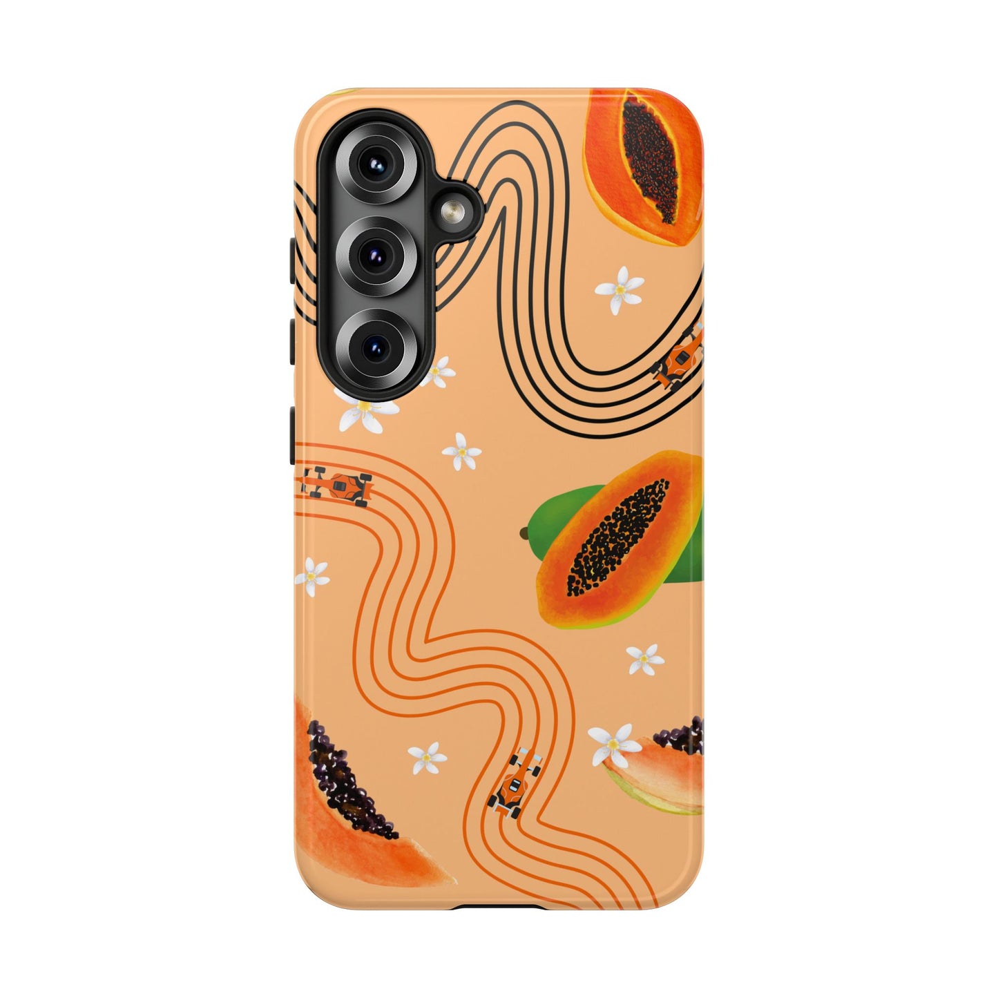 Orange F1 McLaren and Papaya Phone Case, Trendy F1 Gift, Formula 1 Gift, Cute Fruit F1 Phone Case, Unique Phone Case