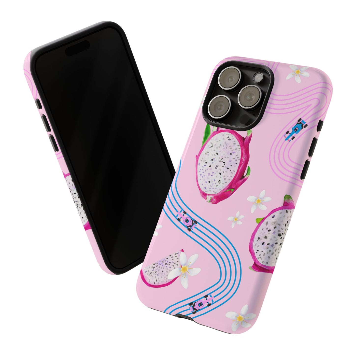 Pink F1 Alpine and Dragonfruit Phone Case, Trendy F1 Gift, Formula 1 Gift, Cute Fruit F1 Phone Case, Unique Phone Case