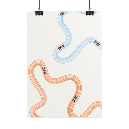 McLaren Orange and Blue F1 Wall Art Poster | Minimalist F1 Art - EU Sizing (Physical Print)