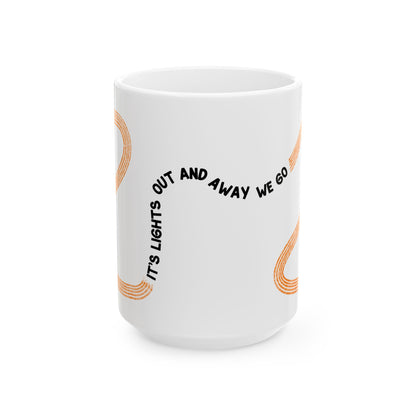 F1  It's Lights Out and Away We Go Mug, Unique Gift for Coffee Lovers, Whimsical Formula 1 Gift