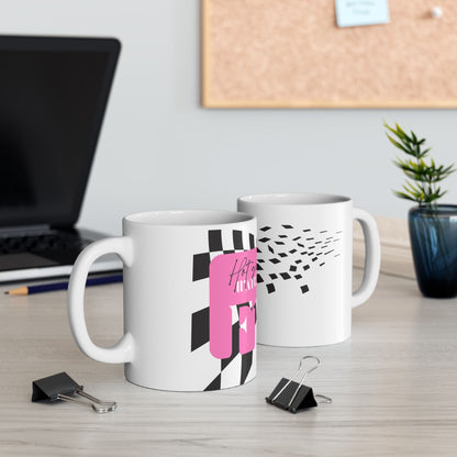 Pink Checkered F1 Mug, Hot Girls Watch F1 Mug