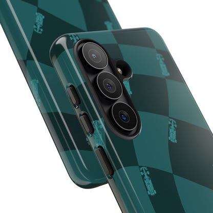 F1 Phone Case Teal Checkered Design, Trendy F1 Gift, Formula 1 Gift, Cute F1 Phone Case, Unique Formula One Phone Case