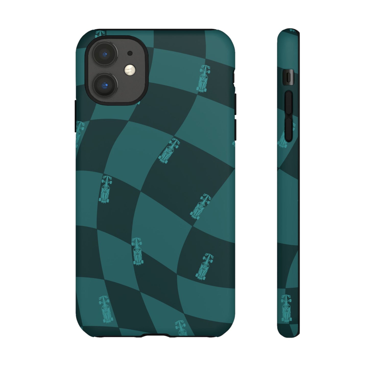 F1 Phone Case Teal Checkered Design, Trendy F1 Gift, Formula 1 Gift, Cute F1 Phone Case, Unique Formula One Phone Case