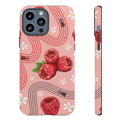 Red F1 Haas and Raspberries Phone Case, Trendy F1 Gift, Formula 1 Gift, Cute Fruit F1 Phone Case, Unique Phone Case