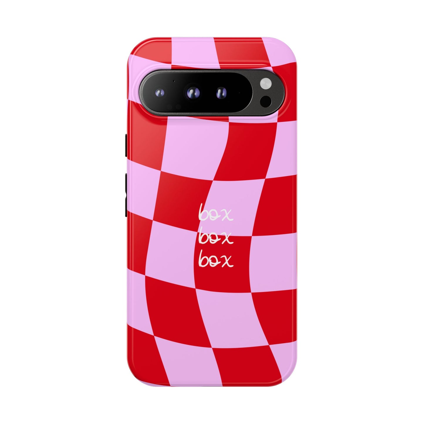Pink and Red Checkered F1 Phone Case, Box Box Box F1 Phone Case