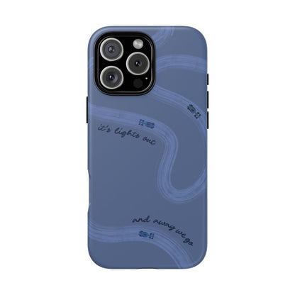 F1 Phone Case Monochrome Dark Blue Painted "its lights out and away we go", Trendy F1 Gift, Formula 1 Gift, Cute F1 Phone Case, Phone Case