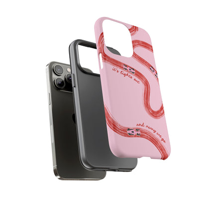 F1 Phone Case Pink and Red Painted "its lights out and away we go", Trendy F1 Gift, Formula 1 Gift, Cute F1 Phone Case, Unique Phone Case