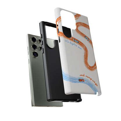 McLaren F1 Phone Case Orange and Blue Painted "its lights out and away we go", Trendy F1 Gift, Formula 1 Gift, Cute F1 Phone Case