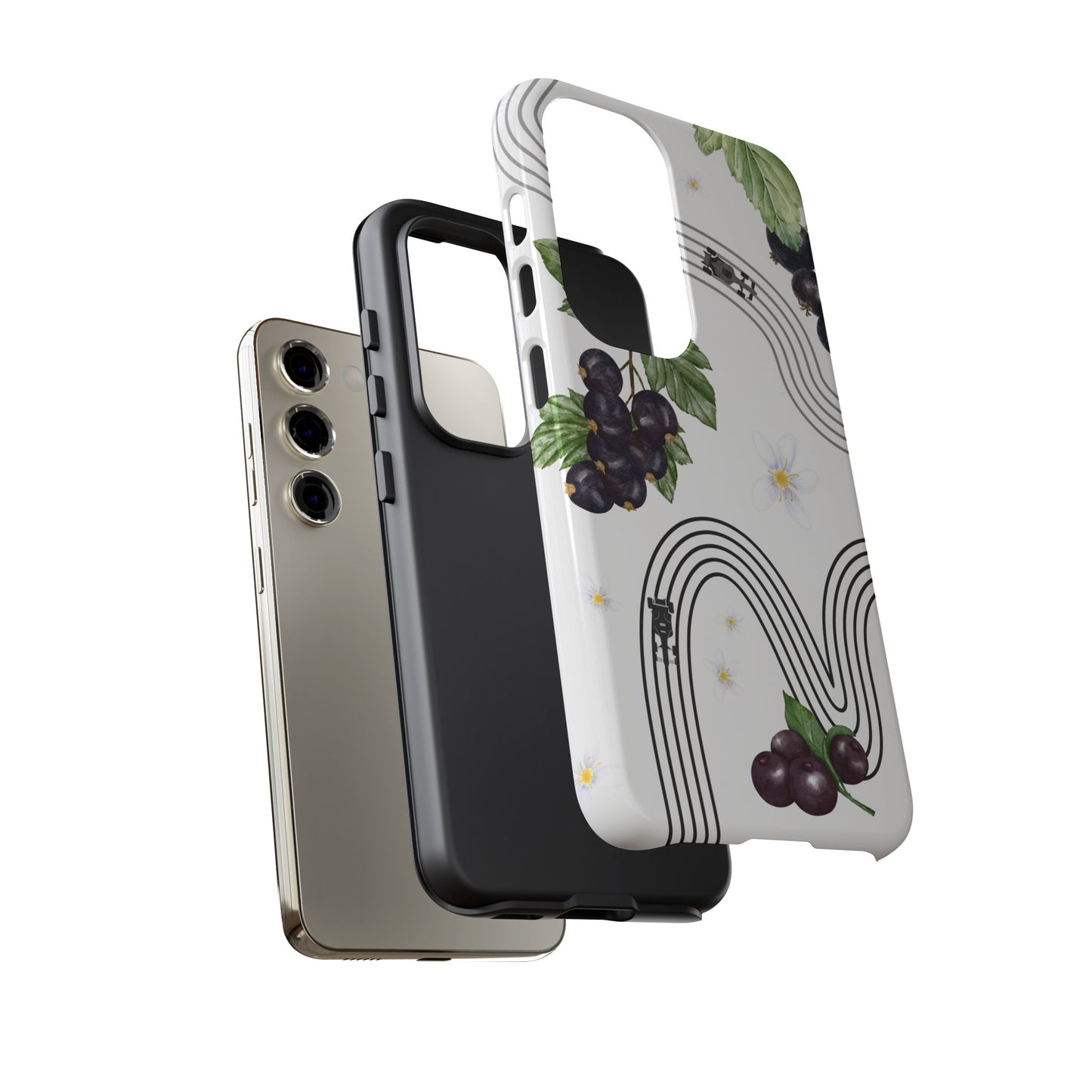 F1 Cadillac and Black Currants Phone Case, Trendy F1 Gift, Formula 1 Gift, Cute Fruit F1 Phone Case, Unique Phone Case