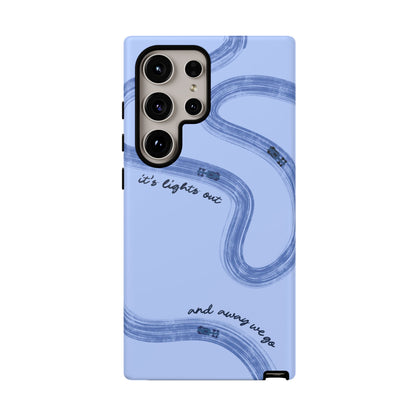 F1 Phone Case Monochrome Blue Painted "its lights out and away we go", Trendy F1 Gift, Formula 1 Gift, Cute F1 Phone Case, Phone Case