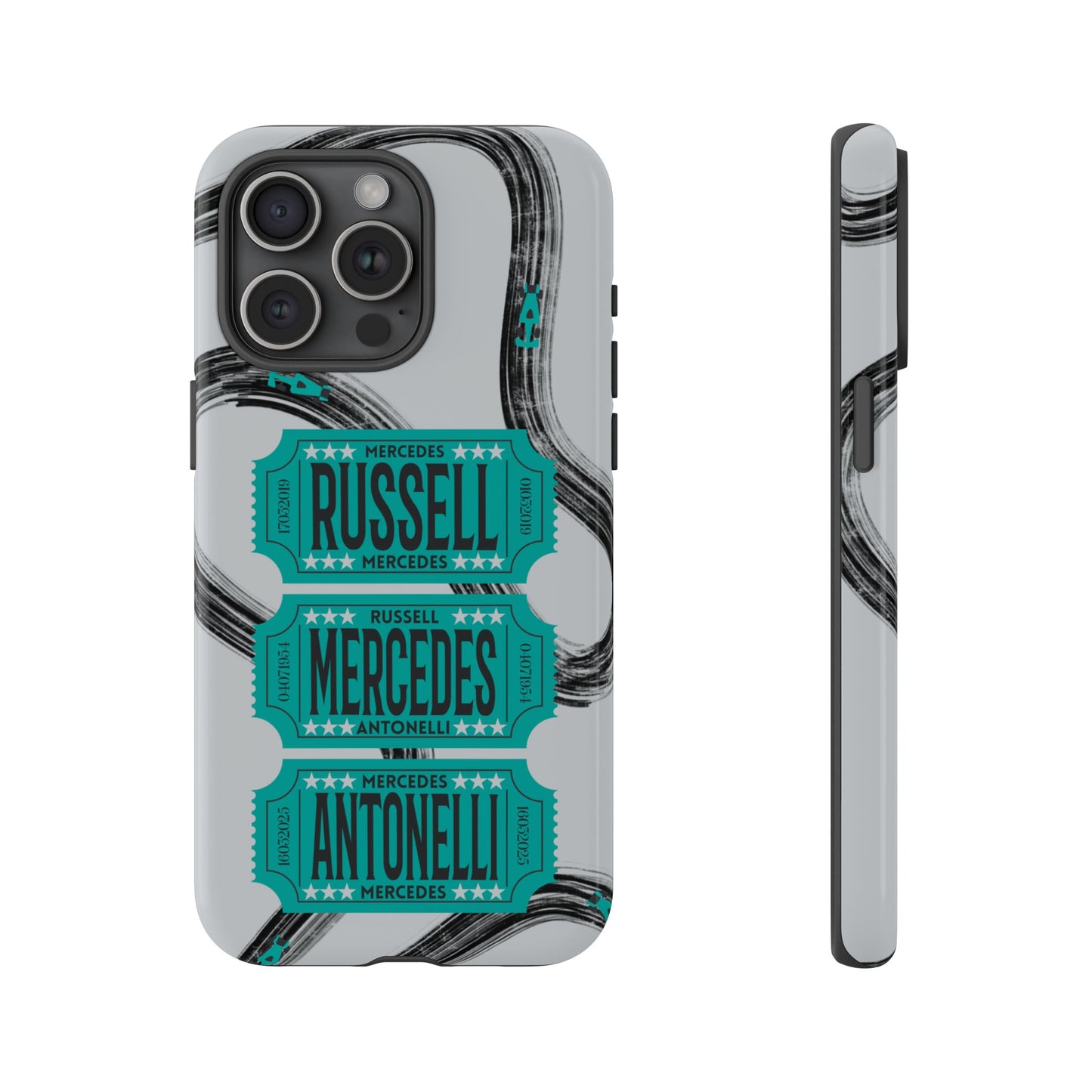 Mercedes F1 Phone Case Painted Ticket Stubs, Trendy F1 Gift, Formula 1 Gift, Cute F1 Phone Case