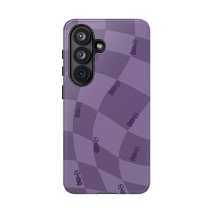 F1 Phone Case Purple Checkered Design, Trendy F1 Gift, Formula 1 Gift, Cute F1 Phone Case, Unique Formula One Phone Case