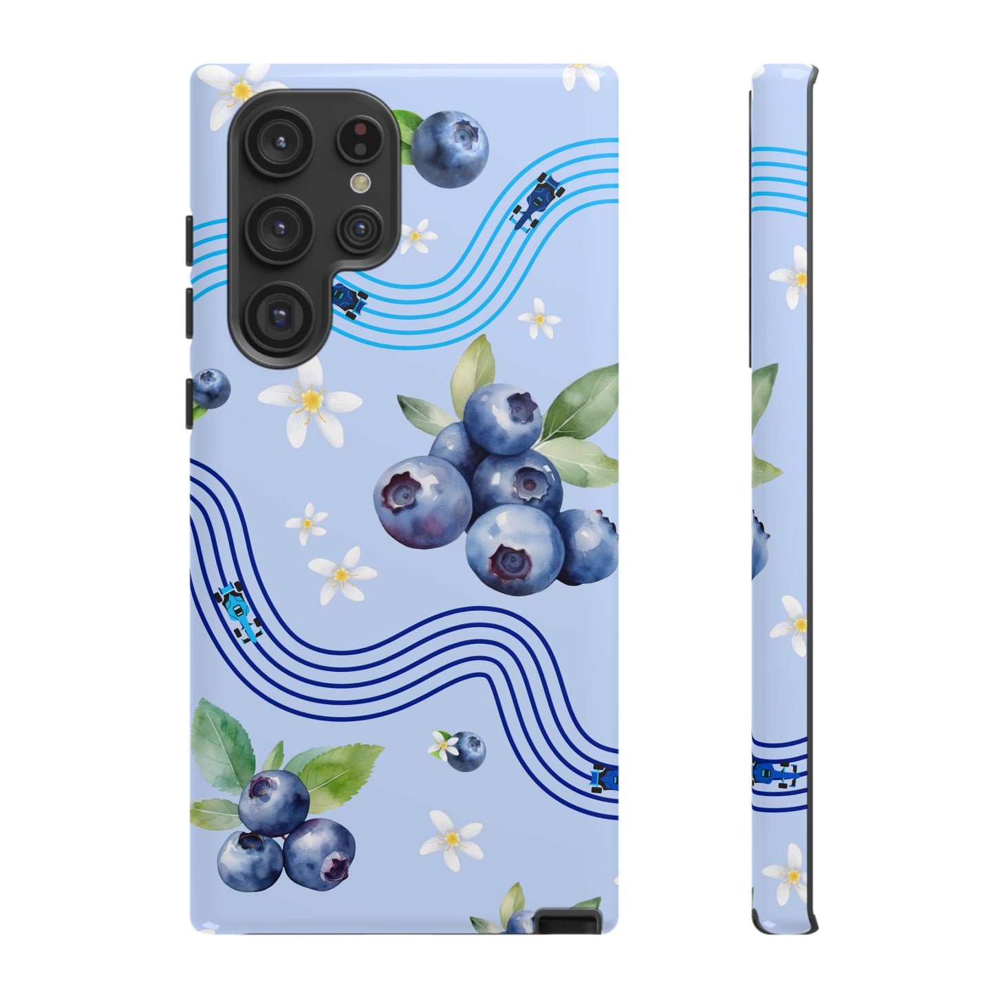 Blue F1 Williams and Blueberries Phone Case, Trendy F1 Gift, Formula 1 Gift, Cute Fruit F1 Phone Case, Unique Phone Case