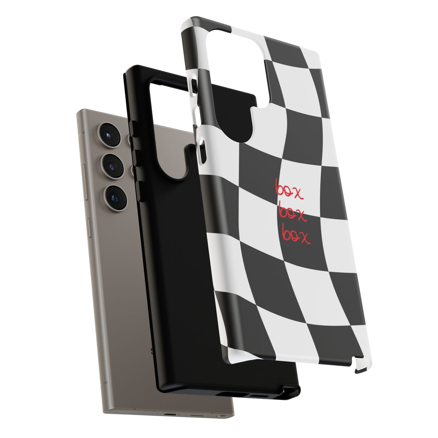Black and Red Checkered F1 Phone Case, Box Box Box F1 Phone Case