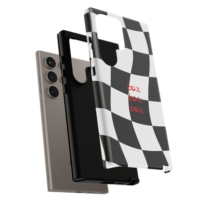 Black and Red Checkered F1 Phone Case, Box Box Box F1 Phone Case