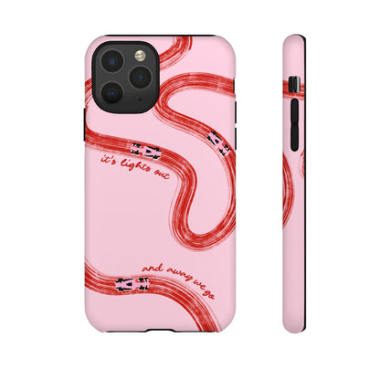 F1 Phone Case Pink and Red Painted "its lights out and away we go", Trendy F1 Gift, Formula 1 Gift, Cute F1 Phone Case, Unique Phone Case