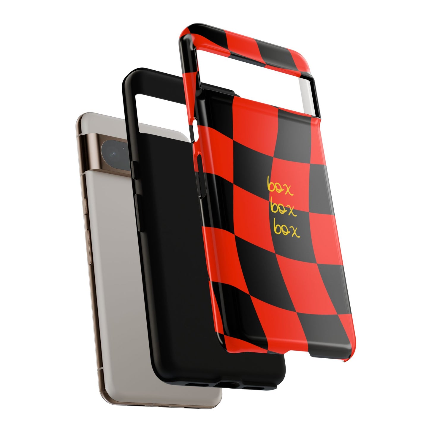 F1 Ferrari Black and Red Checkered Phone Case, Box Box Box F1 Phone Case