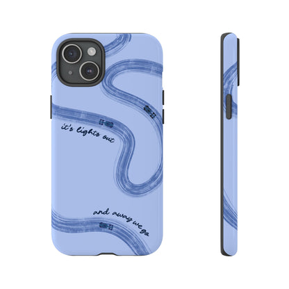 F1 Phone Case Monochrome Blue Painted "its lights out and away we go", Trendy F1 Gift, Formula 1 Gift, Cute F1 Phone Case, Phone Case